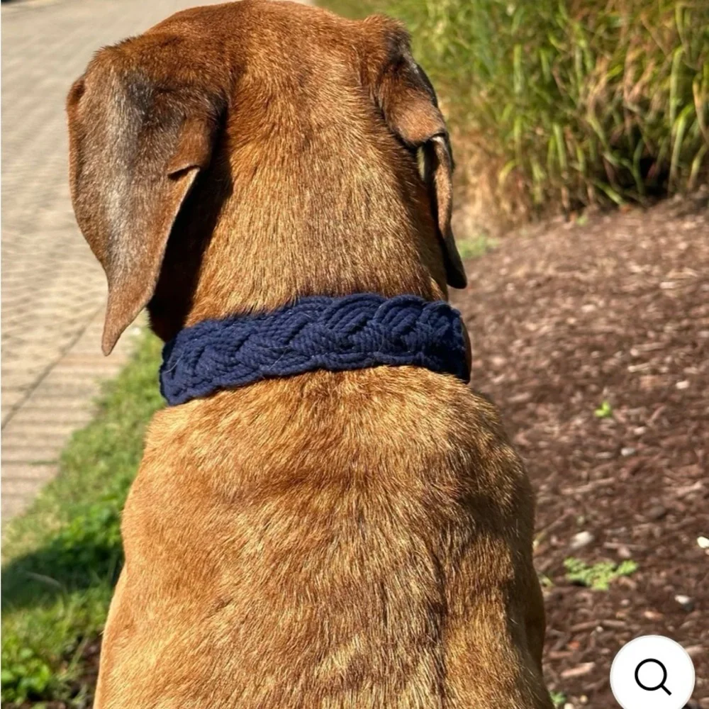 Seaside Navy Blue Braided Dog Collar. Nautical Collection by BayDog ⚓️ 🐶